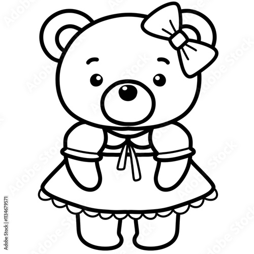 Line drawing of a cute little bear For coloring hand drawings, not AI.