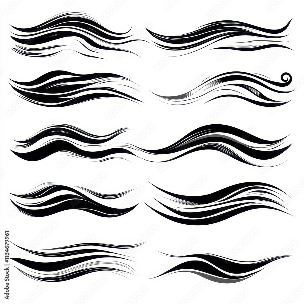 Fototapeta premium Stylish black abstract wave designs for graphic projects and art