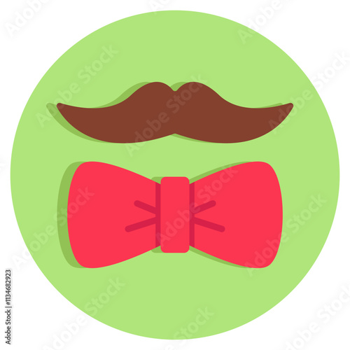 A flat design icon of mustache prop