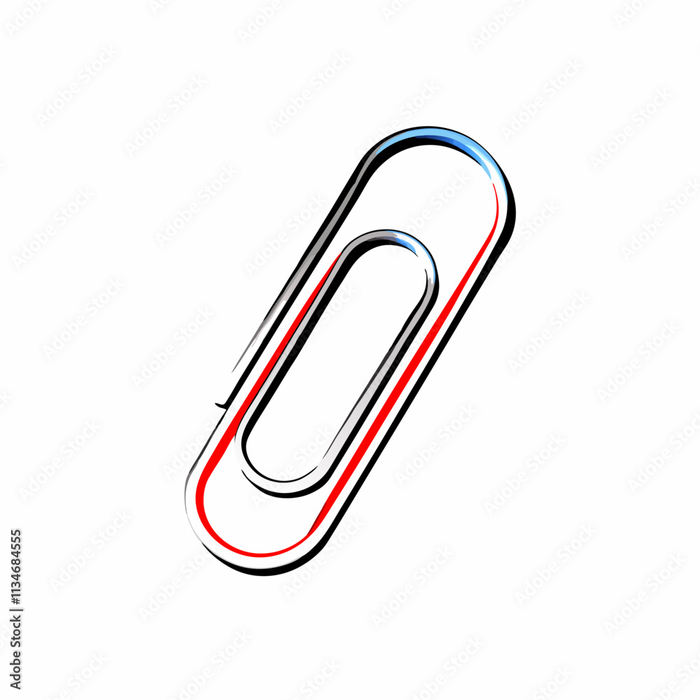 Colorful paperclip illustration in red, black, and blue on white background Colorful paperclip illustration in red, black, and blue on white background