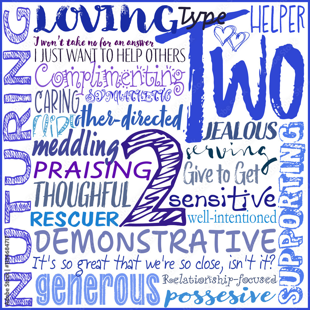 Enneagram Type 2 graphic with type descriptions