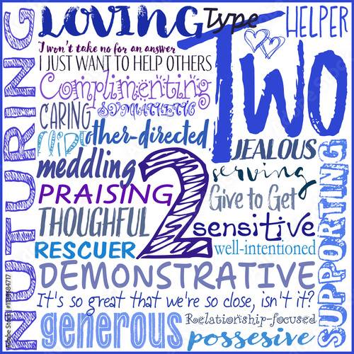 Obraz na płótnie Enneagram Type 2 graphic with type descriptions w salonie