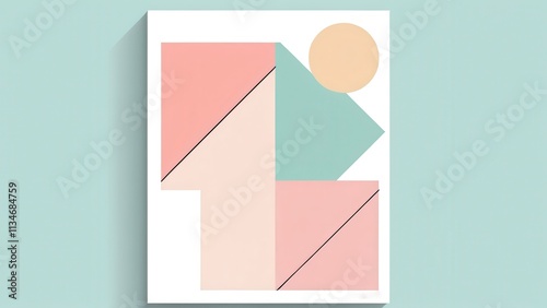 A minimalist and modern photograph featuring an abstract composition of vertical lines and colorful circles. 