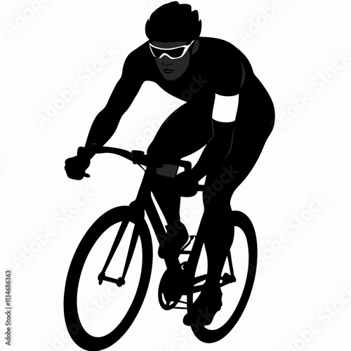 Competitive cyclist racing forward in dynamic pose. Professional athlete in streamlined position on racing bike. Concept: cycling events, sports gear, endurance training