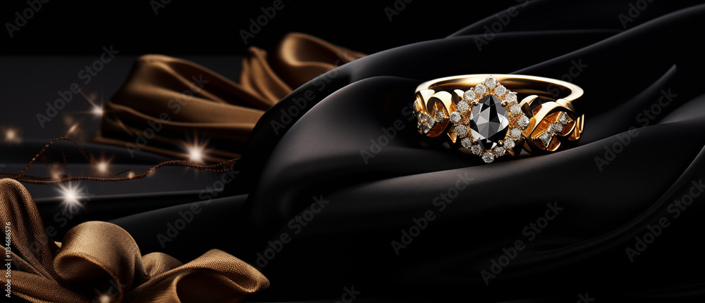 Rings and diamond on an attractive graphic composition Rings and diamond on an attractive graphic composition
