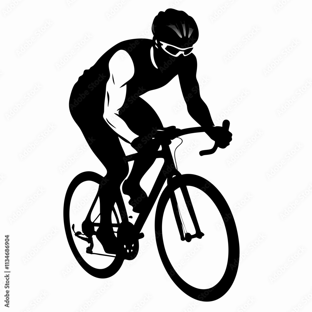 Obraz premium Cyclist in motion, focused and determined, racing on a sleek bike, isolated background 