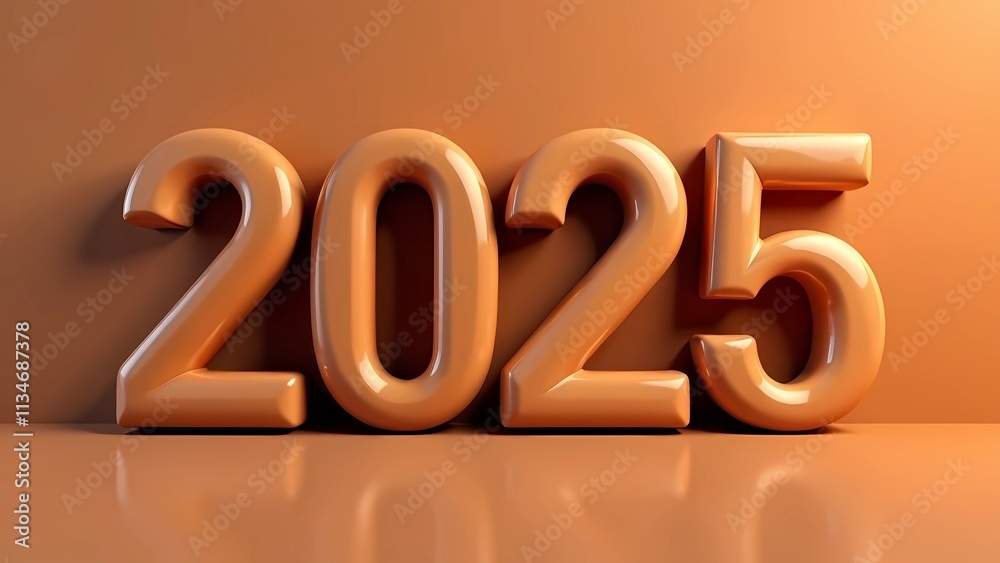 Design 2025 numbers in mocha brown beige color on a coffee background. A modern fashionable shade of 2025 Design 2025 numbers in mocha brown beige color on a coffee background. A modern fashionable shade of 2025