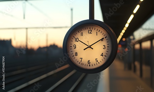 Show a clock ticking slower on a high-speed train, realistic, very detailed photo