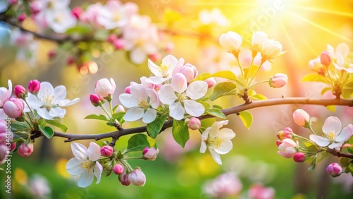 Delicate Pink and White Blossoms Bask in the Warm Glow of the Setting Sun, Their Fragrant Petals Unfurling in the Gentle Breeze
