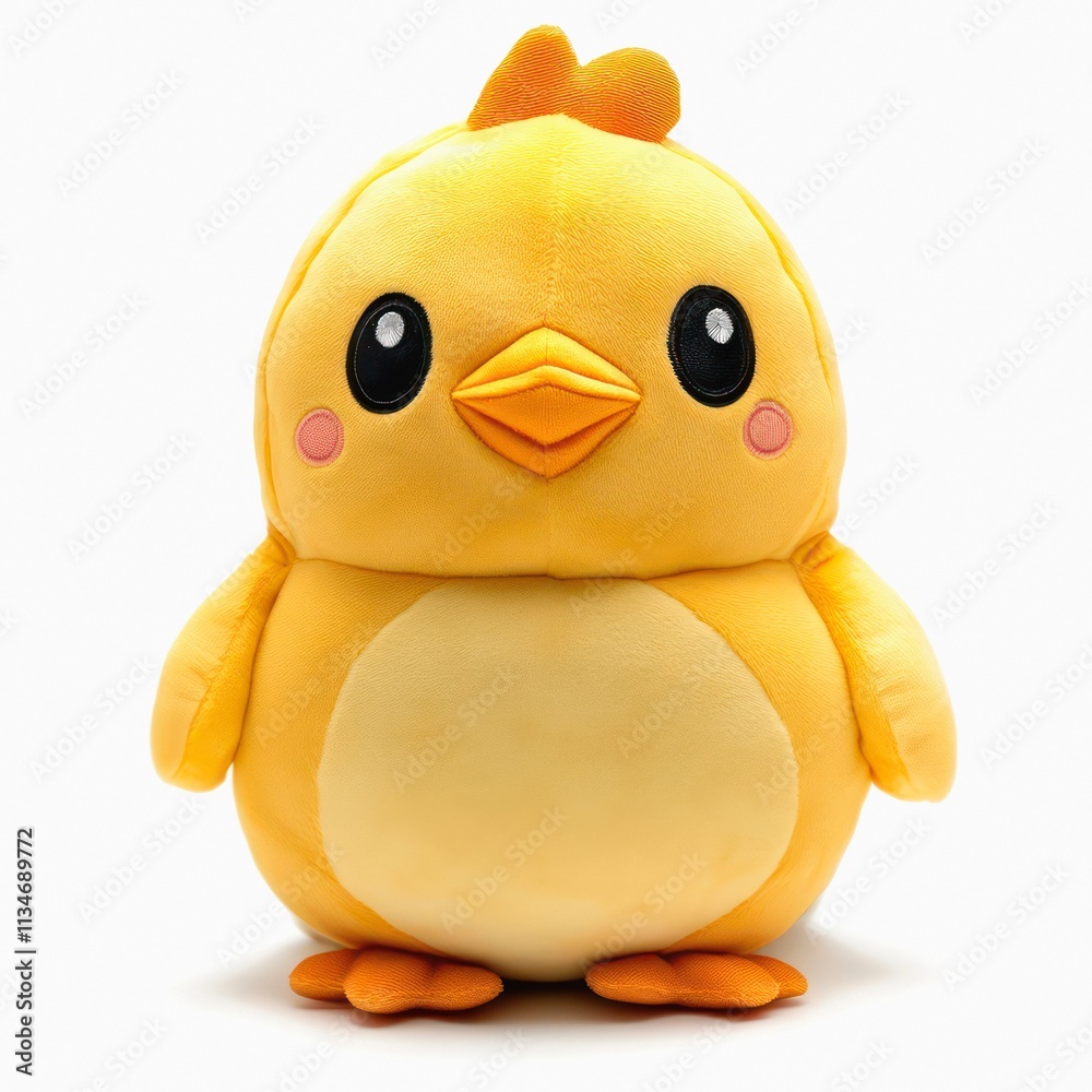 Cute yellow baby duck plush toy isolated on white background. Cute yellow baby duck plush toy isolated on white background.