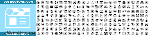Videography Duotone Editable Icons set.