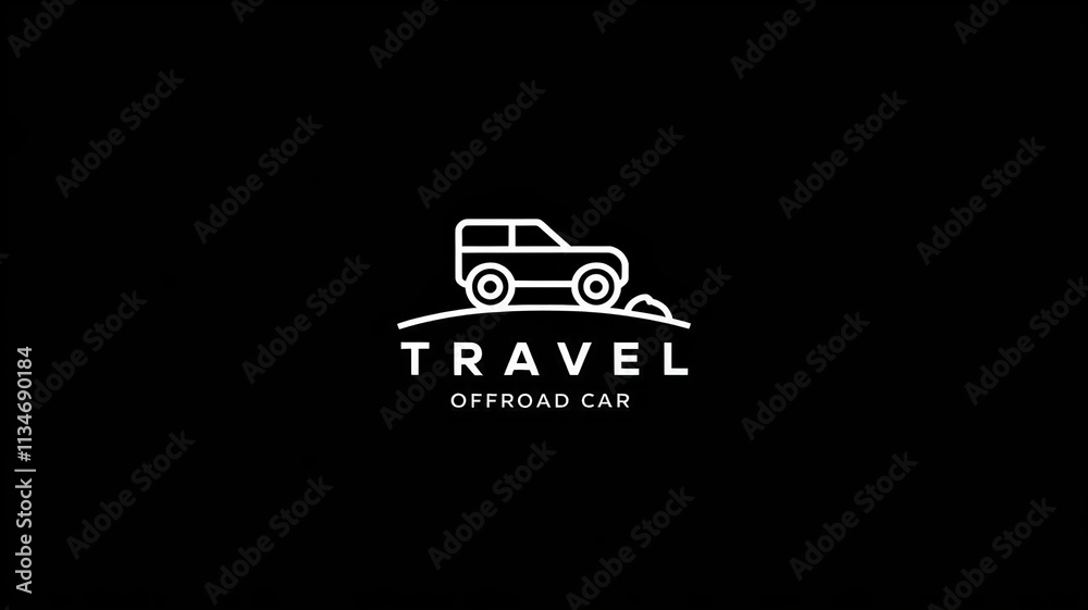 Travel Offroad Vehicle Icon Featuring Minimalist Design on Black Background Travel Offroad Vehicle Icon Featuring Minimalist Design on Black Background