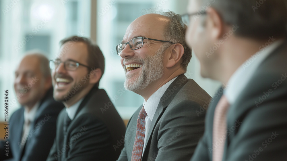 Business Professionals Laughing Together in Conference Room Business Professionals Laughing Together in Conference Room