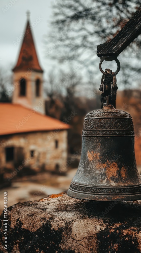 Obraz premium Ancient Church Bell in Rustic Setting