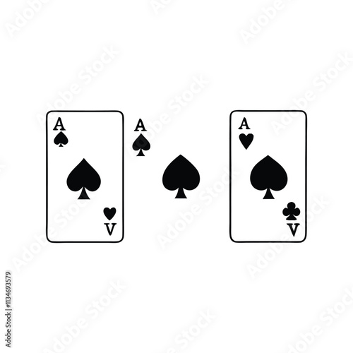 four playing cards, specifically the Ace of Spades