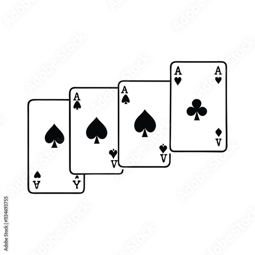 four playing cards, specifically the Ace of Spades