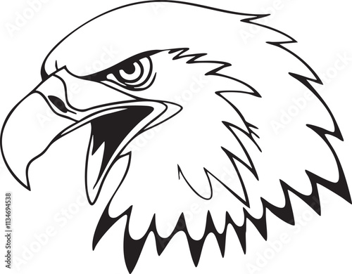 black eagle head vector drawing for web and mobile print,eagle vector drawing
 photo