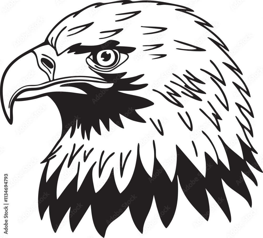Obraz premium black eagle head vector drawing for web and mobile print,eagle vector drawing 