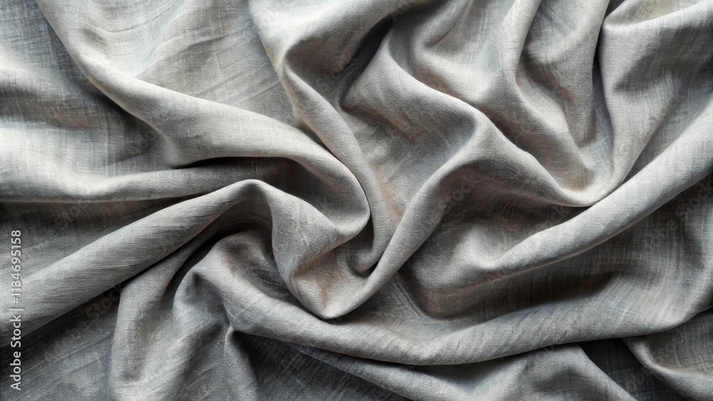Fototapeta premium Abstract Gray Fabric Texture Soft, Smooth, Wrinkled Surface with Subtle Variations in Light and Shadow