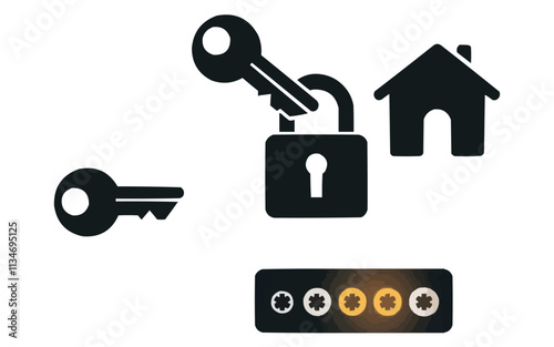 key icon set. key lock icon , access account login password icons - house key icon security symbol. vector interface app icons