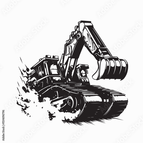 Heavy Excavator in Action Powerful Construction Equipment Working on Site with Precision and Strength