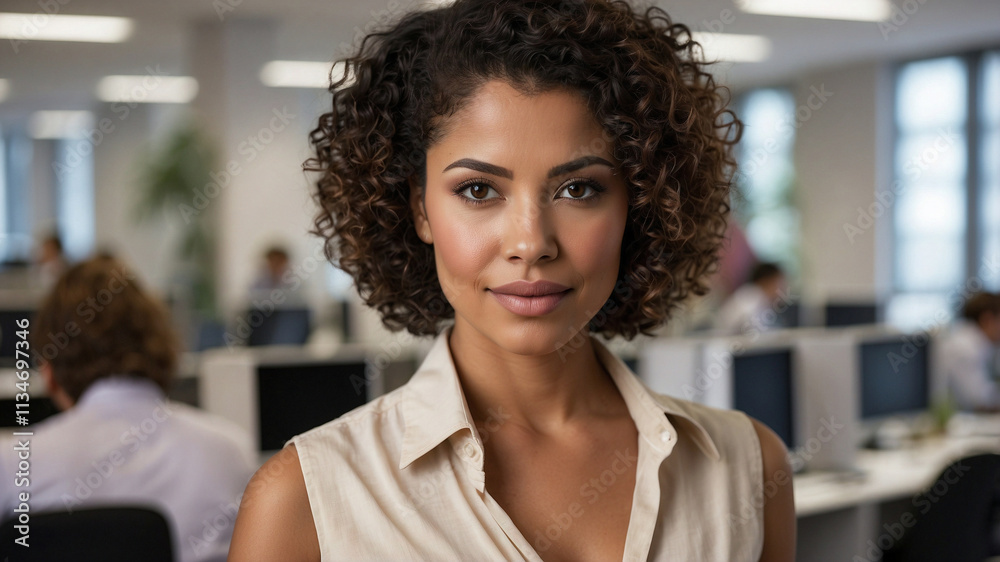 Confident Businesswoman in Modern Office Setting Confident Businesswoman in Modern Office Setting