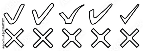 Black check mark icon set. Tick symbol in Black color. Hand-drawn checkmark illustration. transparent Black check mark, Black tick symbols
