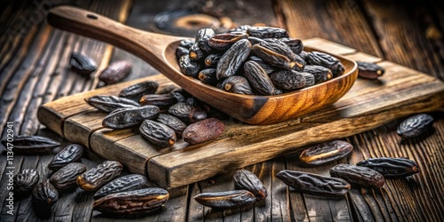 Organic South American tonka beans: a close-up architectural study in slow motion.