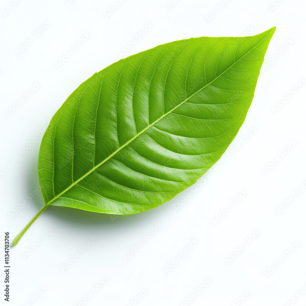 Obraz premium A vibrant green leaf showcasing nature's intricate design and beauty.
