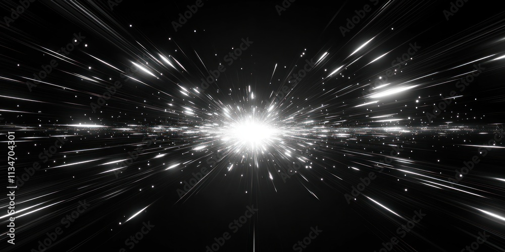 Naklejka premium Radial Burst of Light Motion Blur Long Exposure Futuristic Glowing Trails Abstract Technology