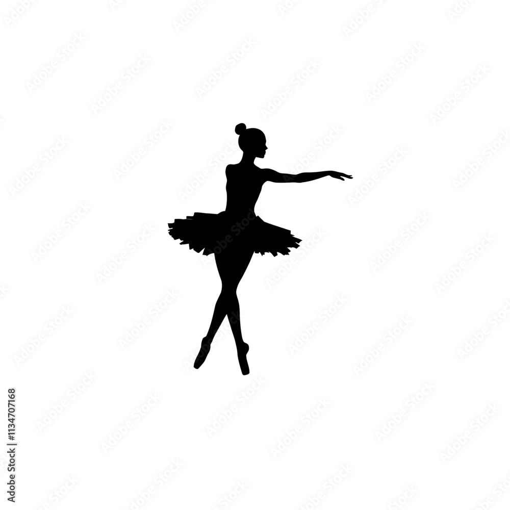 Silhouette of a ballerina in a dance pose on a white background. Silhouette of a ballerina in a dance pose on a white background.