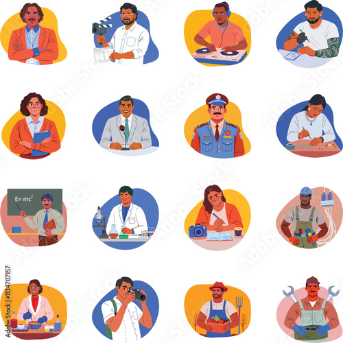 16 Professional Person Flat Style Illustrations 
