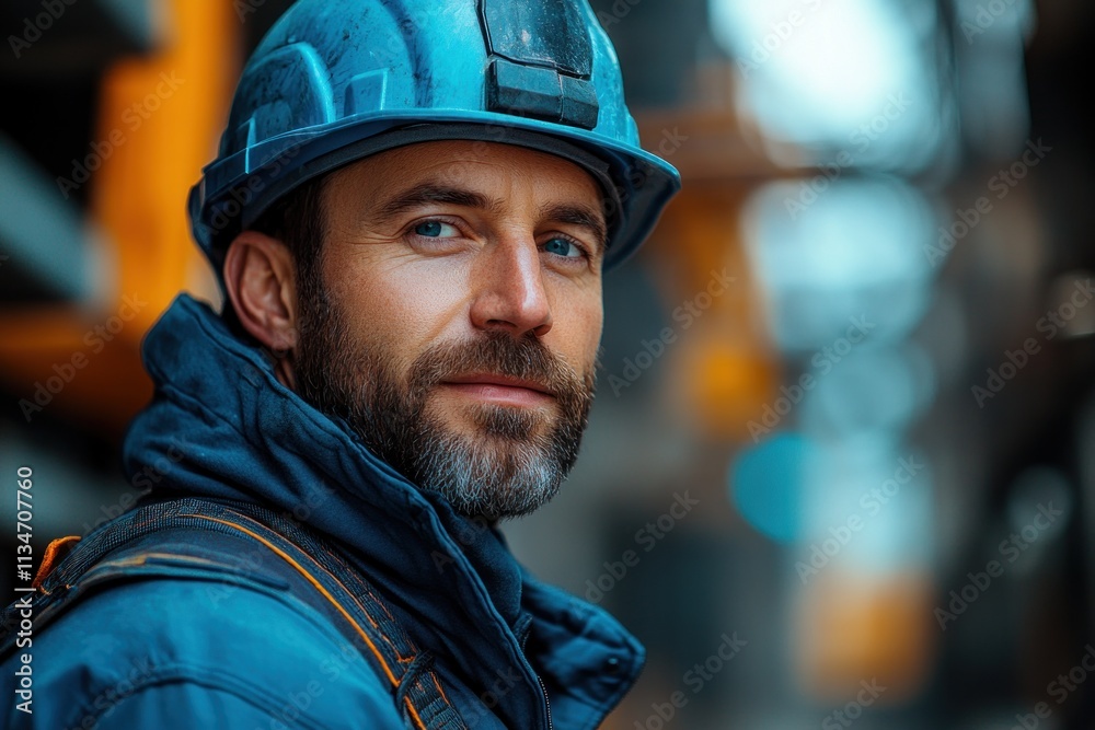 Construction Worker Looking Up at Blue Sky Construction Worker Looking Up at Blue Sky