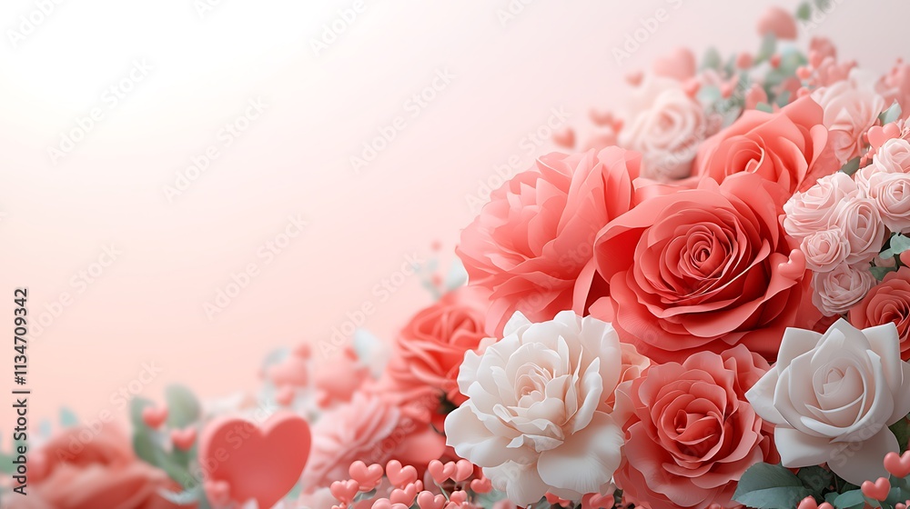 Beautiful valentine's day background with roses and hearts for romantic celebrations Beautiful valentine's day background with roses and hearts for romantic celebrations