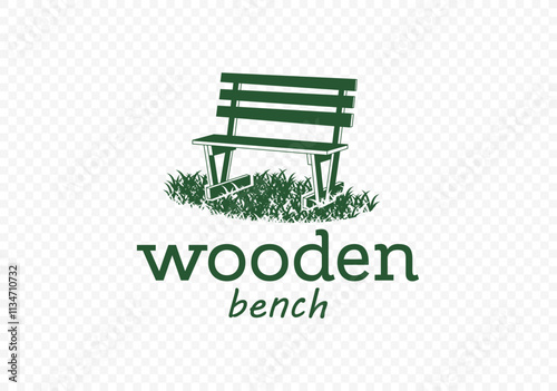 Wooden bench in rustic style in city park vector design