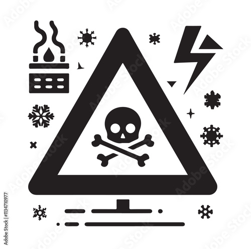danger icon silhouette vector illustration