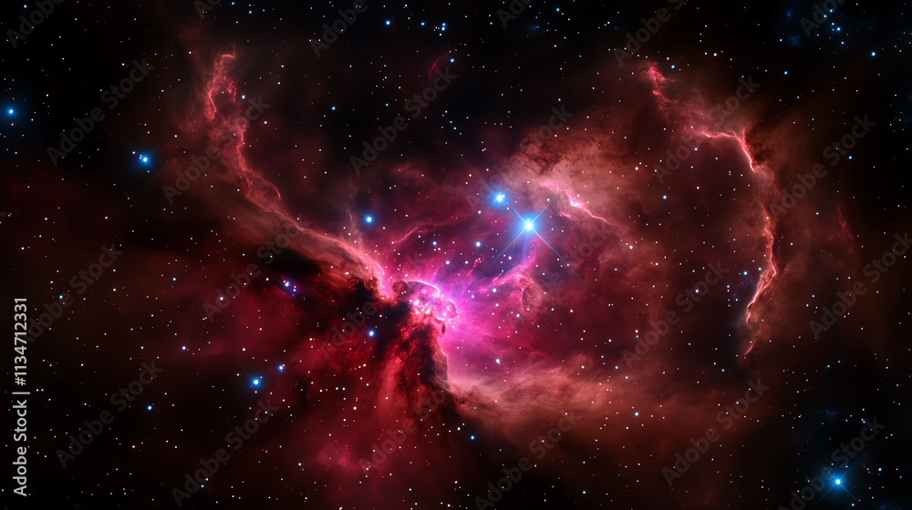 A stunning nebula surrounded by vibrant stars and cosmic dust in deep space. A stunning nebula surrounded by vibrant stars and cosmic dust in deep space.