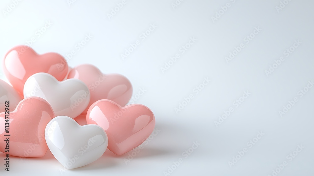 Obraz premium Minimalist valentine's day hearts display a studio setting for love concept