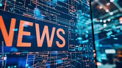 Futuristic news screen display. Orange 