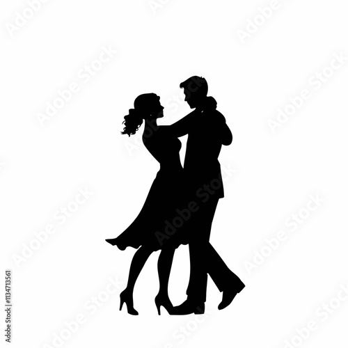 Romantic silhouette of a couple dancing, perfect for Valentine's Day or wedding designs.