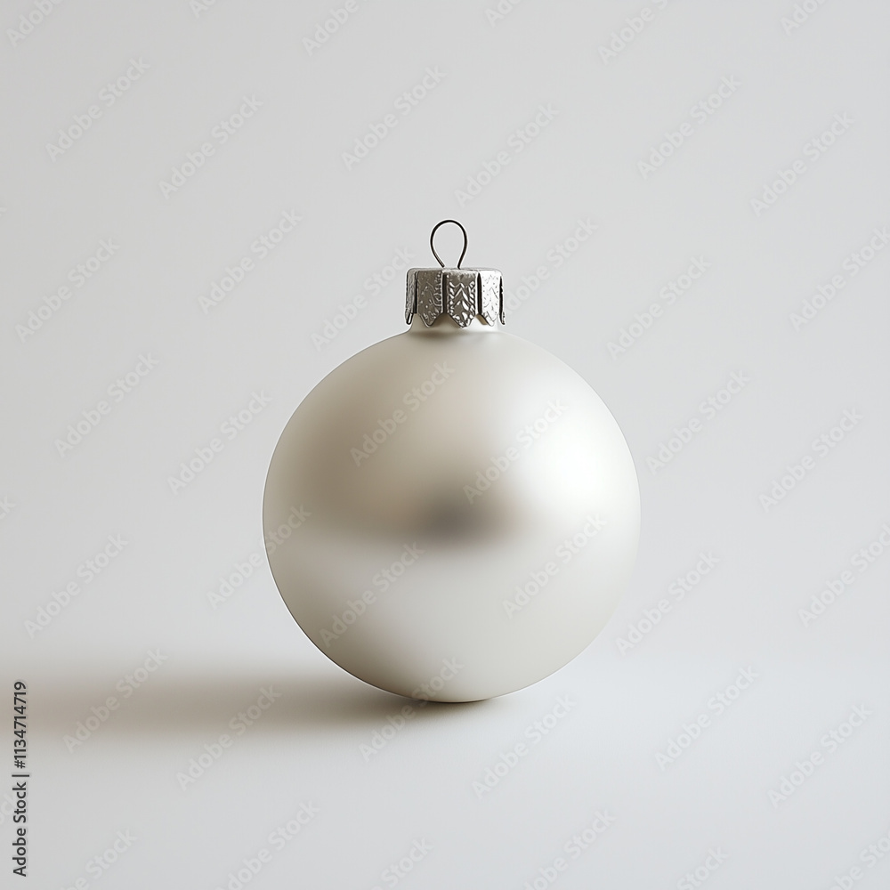 Matte Metallic White Christmas Ornament with Minimalist Design Matte Metallic White Christmas Ornament with Minimalist Design