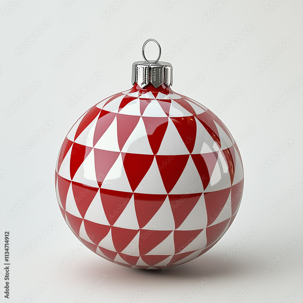 Red and White Checkered Pattern Christmas Ornament Ball Red and White Checkered Pattern Christmas Ornament Ball