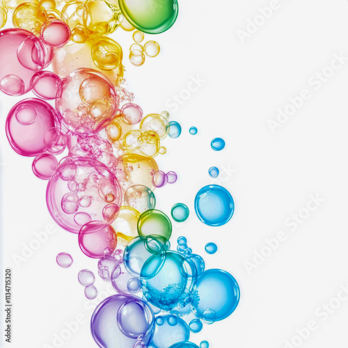 Colorful liquid bubbles, cut out on white background.
