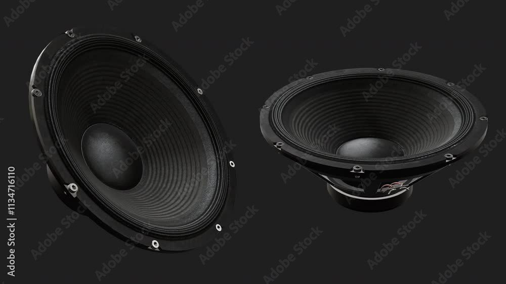Bass speakers loop animation on transparent