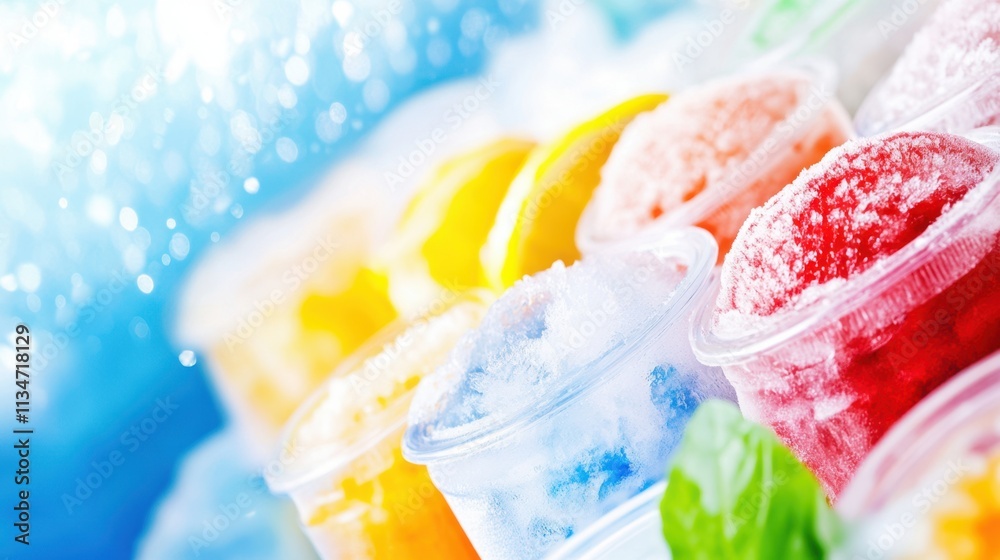 Colorful Frozen Treats Arranged Beautifully in a Bright Shopping Freezer Colorful Frozen Treats Arranged Beautifully in a Bright Shopping Freezer