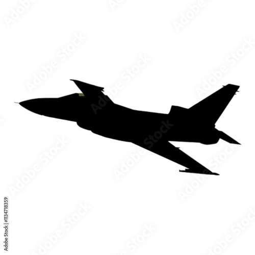 Silhouette of a fighter jet against a white background