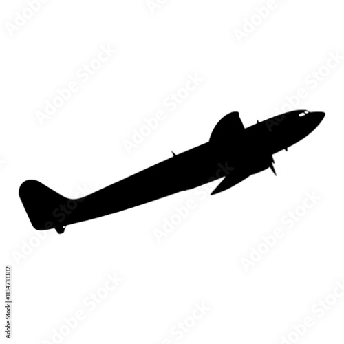 Silhouette of a plane taking off against a checkered background.