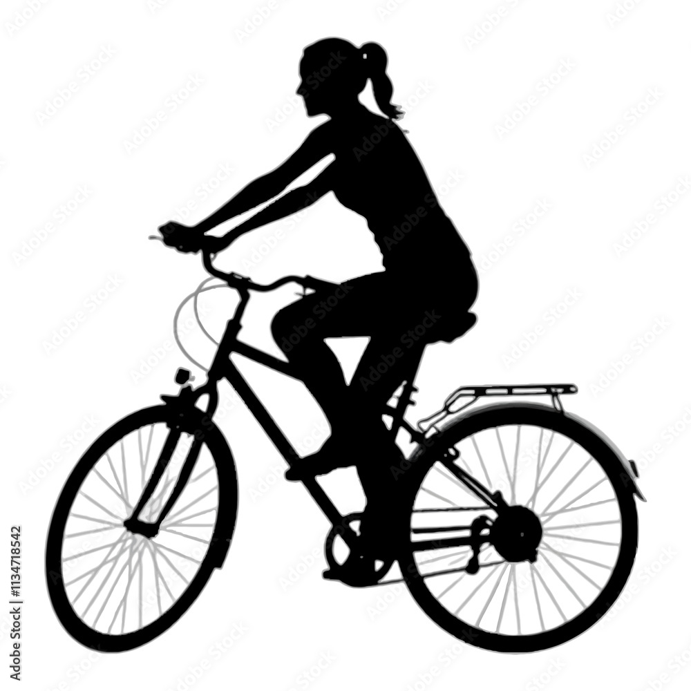 Obraz premium Silhouette of a woman cycling on a bicycle.