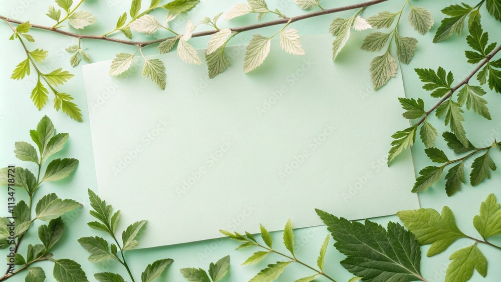 Fototapeta premium Leaf frame template mockup. 