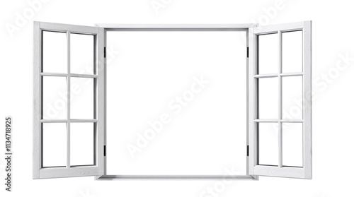 Minimalist open Window Frame in Modern Design isolated on cutout, transparent png photo